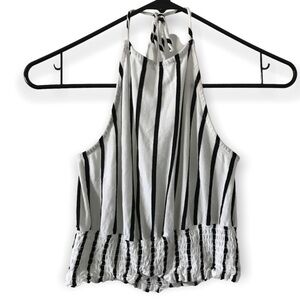 3/$15 heart & hips black and white halter smock crop top